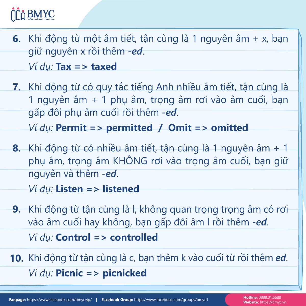 Hướng dẫn cách thêm -ed trong động từ có quy tắc tiếng Anh