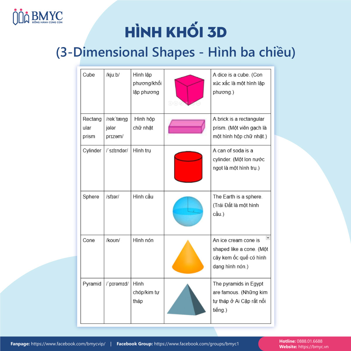 Bộ từ vựng hình khối trong tiếng anh - Hình khối 3D