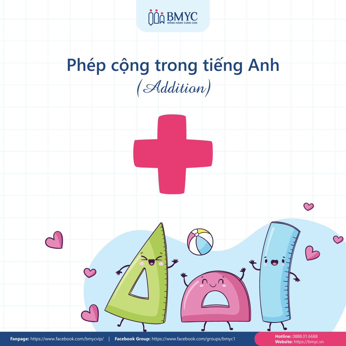 Phép tính trong tiếng Anh - Phép cộng