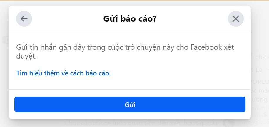 Gửi báo cáo tin nhắn Spam