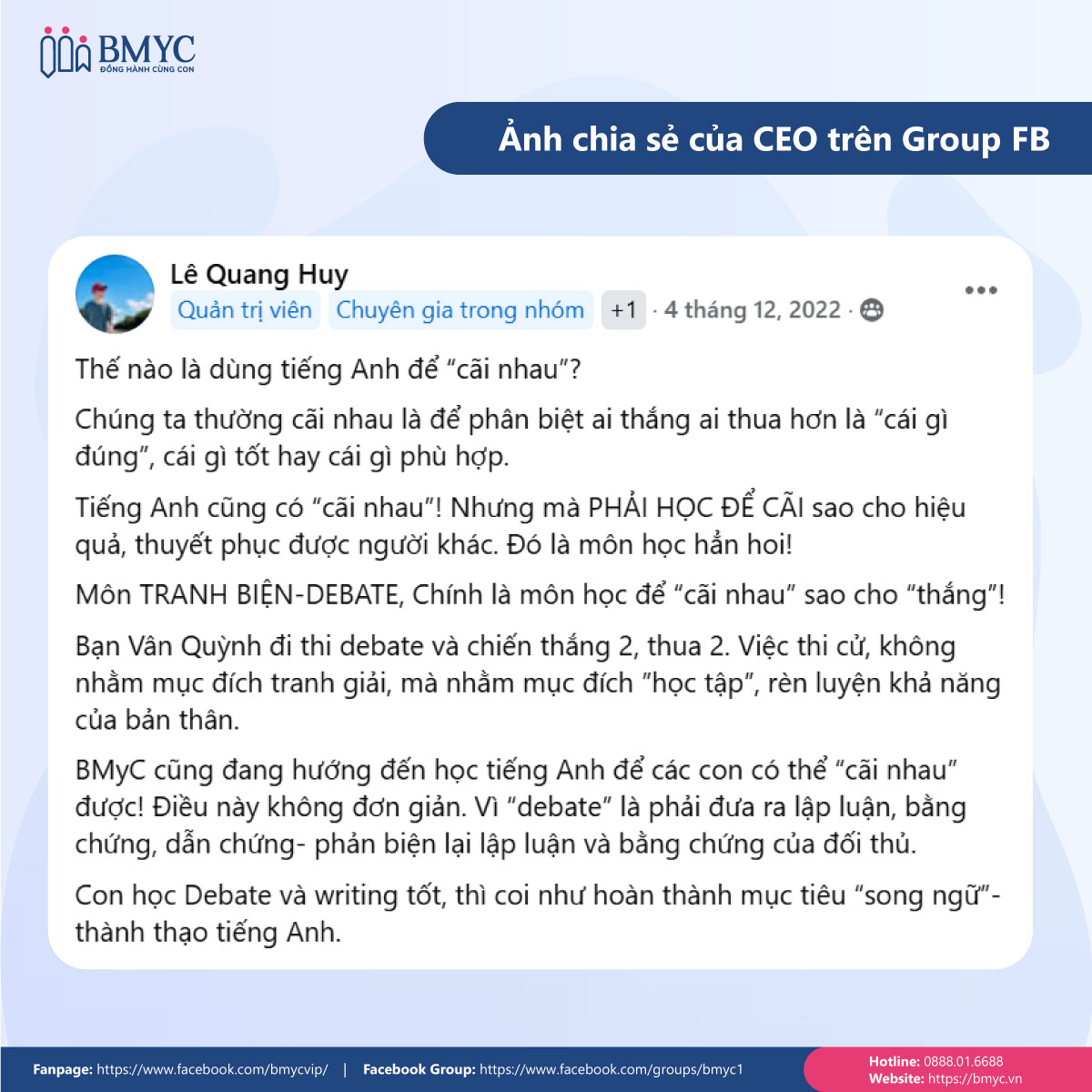 CEO Lê Quang Huy (BMyC) chia sẻ về kỹ năng rèn luyện tư duy phản biện cho trẻ