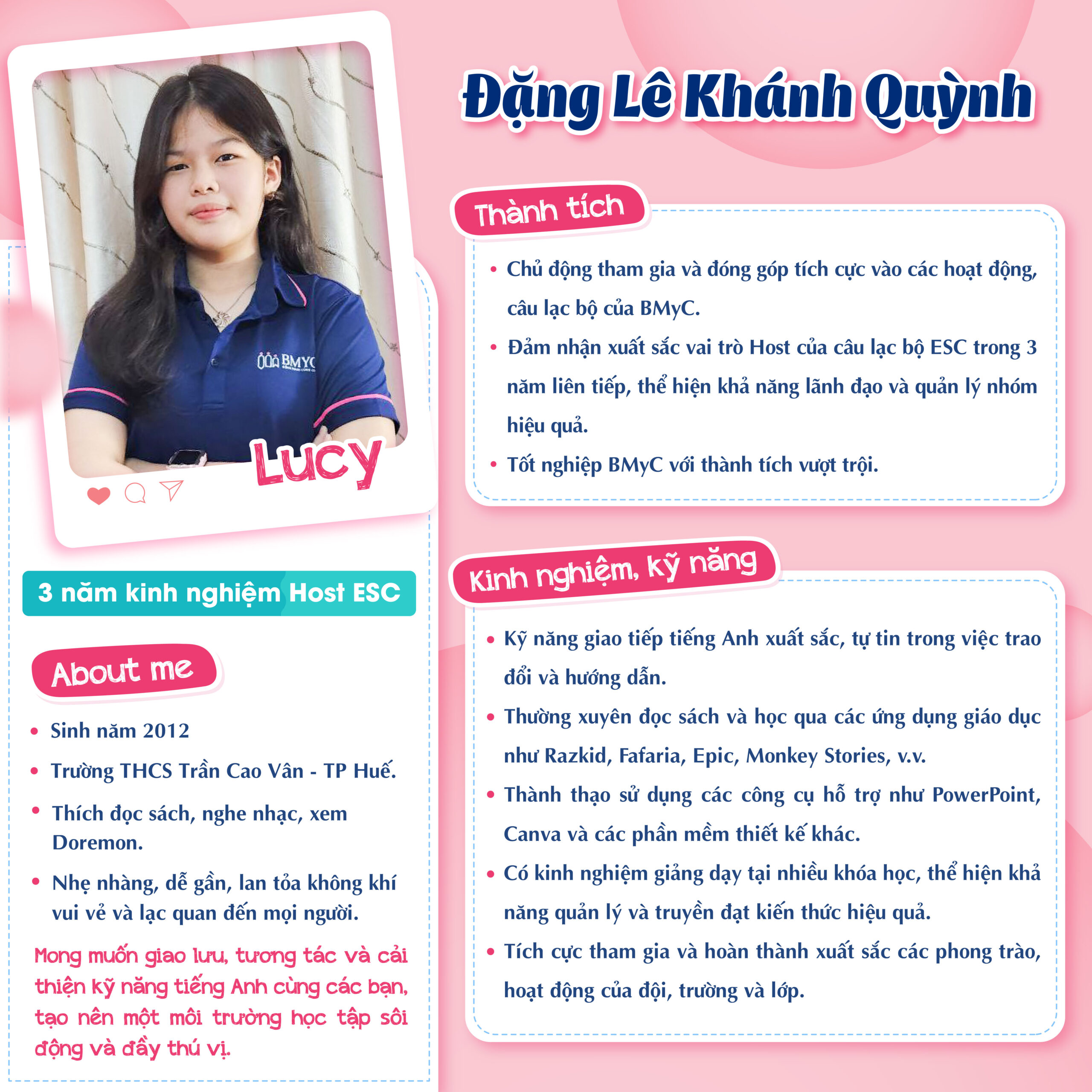 ĐẶNG LÊ KHÁNH QUỲNH (LUCY) - HOST ESC