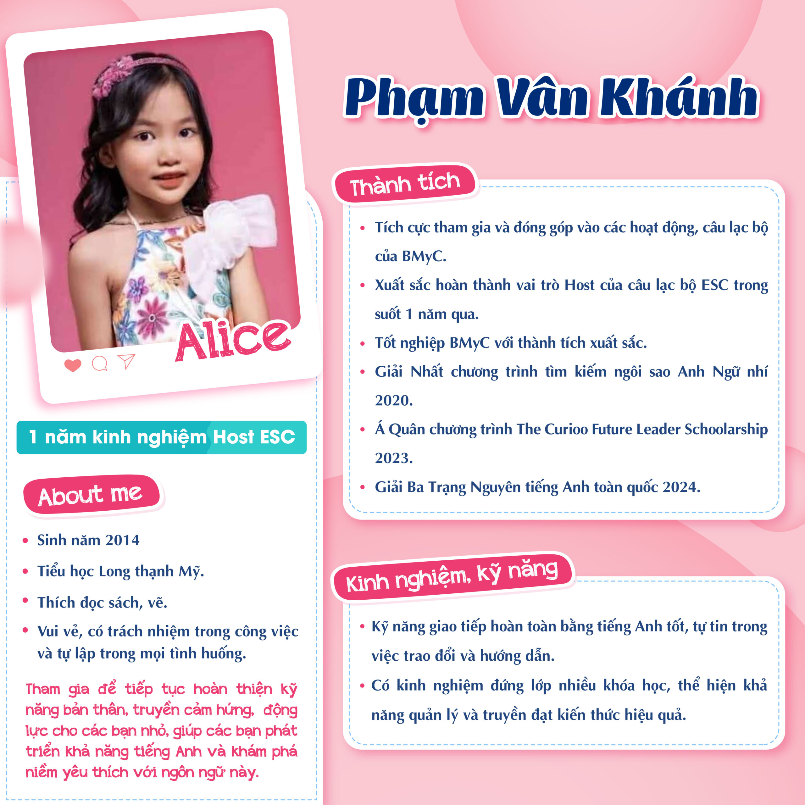 PHẠM VÂN KHÁNH (ALICE) – HOST ESC