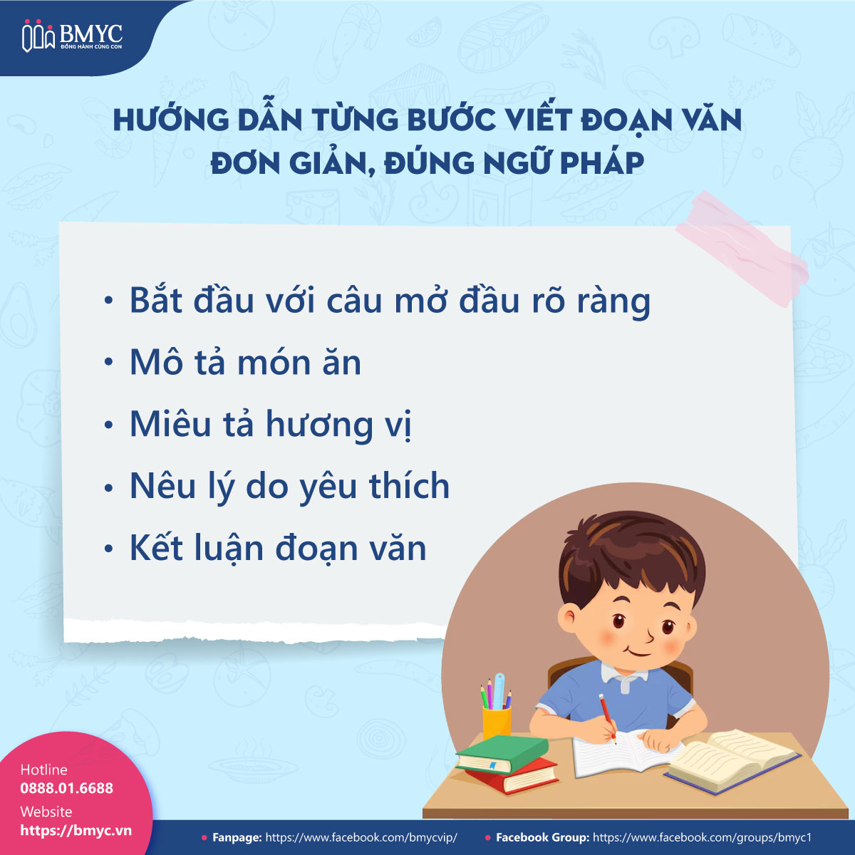 Cach-viet-doan-van-noi-ve-mon-an-yeu-thich....1 Hướng dẫn từng bước viết đoạn văn đơn giản, đúng ngữ pháp