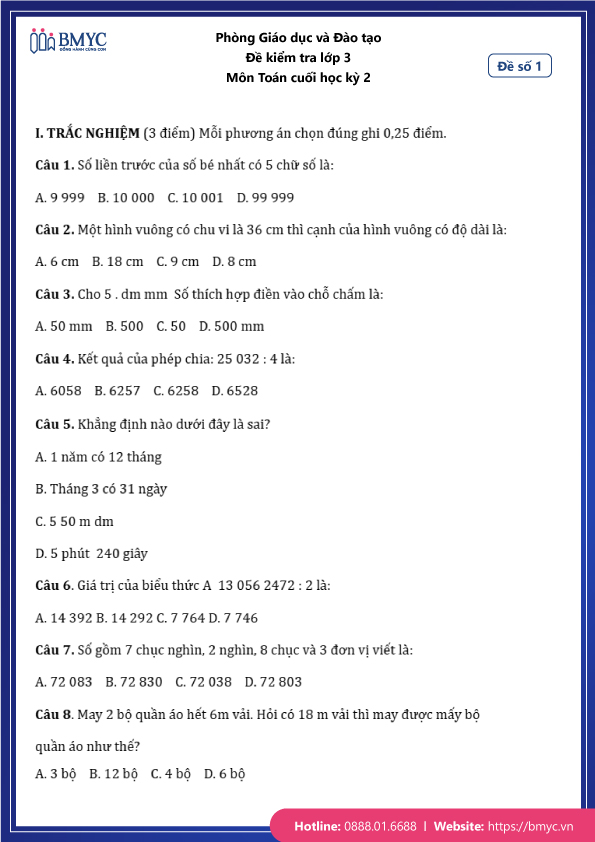 Tong-hop-20-de-kiem-tra-lop-3-cac-mon.8 Đề kiểm tra lớp 3 môn Toán cuối học kỳ 2 đề 1 trang 1