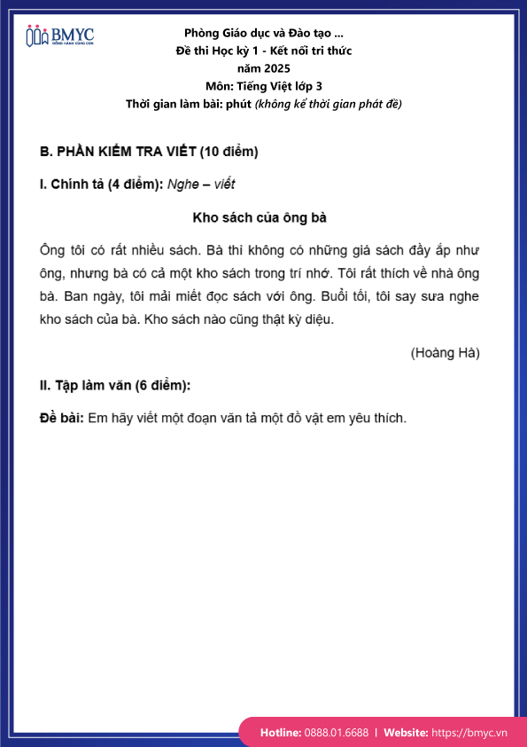 Đề thi tiếng Việt lớp 3 học kỳ 1 đề số 1 trang 5