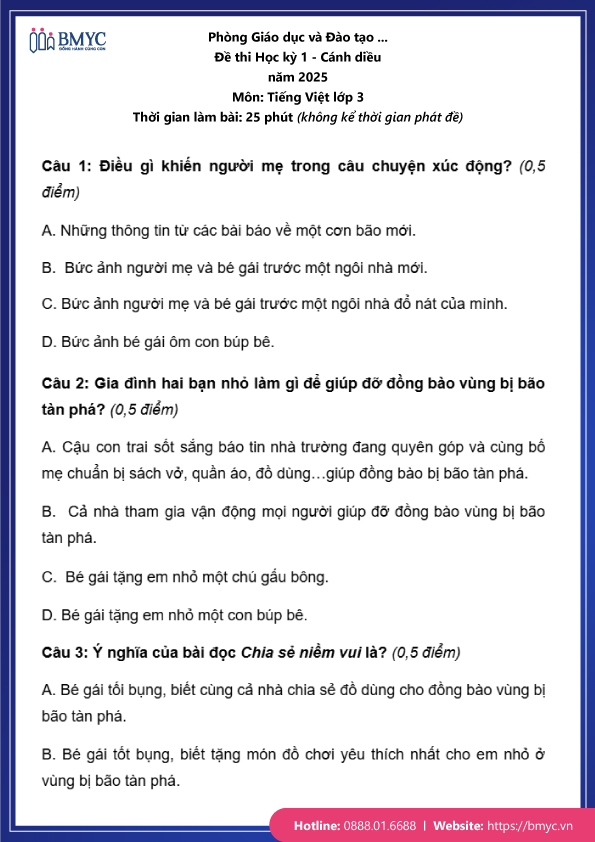 Đề thi tiếng Việt lớp 3 học kỳ 1 đề số 2 trang 3