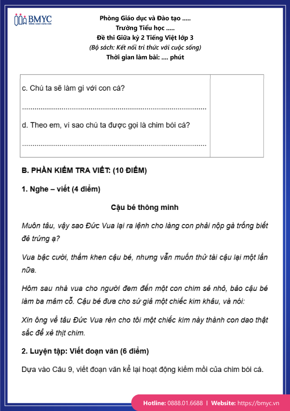 Đề thi tiếng Việt lớp 3 giữa kỳ 2 đề 1 trang 5