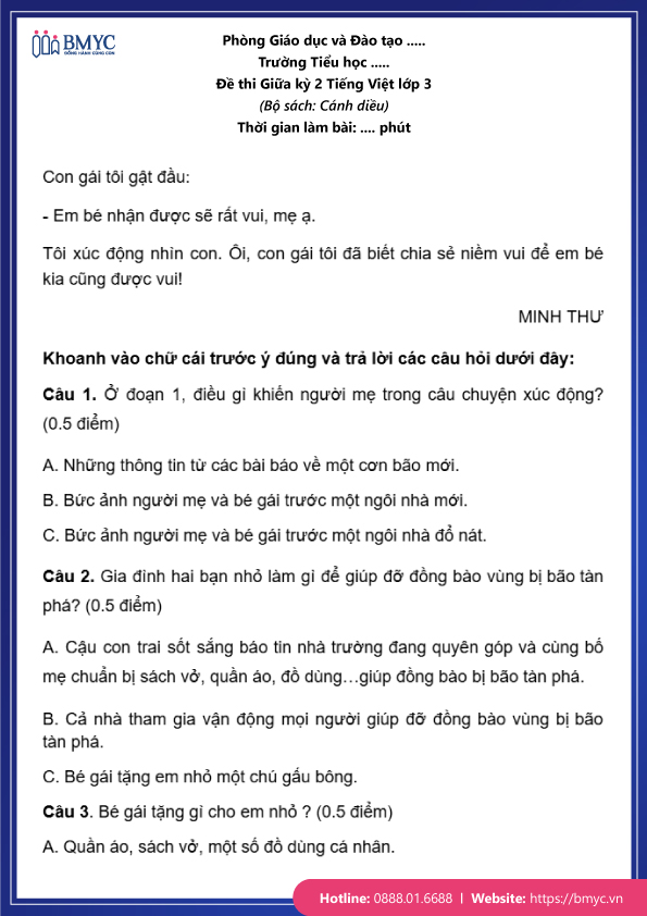 Đề thi tiếng Việt lớp 3 giữa kỳ 2 đề 2 trang 2