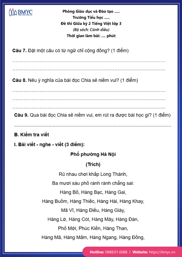 Đề thi tiếng Việt lớp 3 giữa kỳ 2 đề 2 trang 4