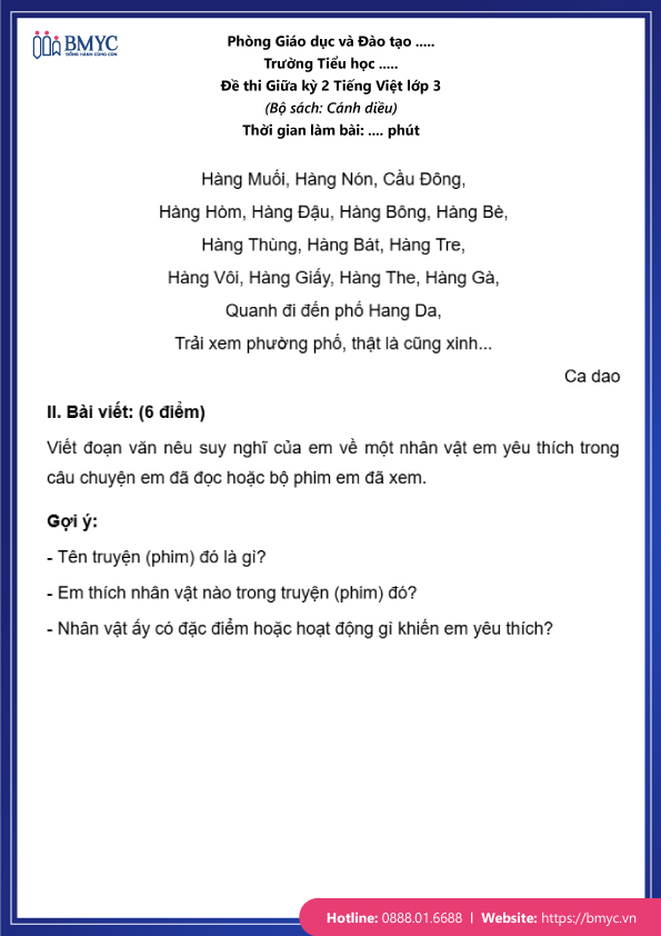 Đề thi tiếng Việt lớp 3 giữa kỳ 2 đề 2 trang 5