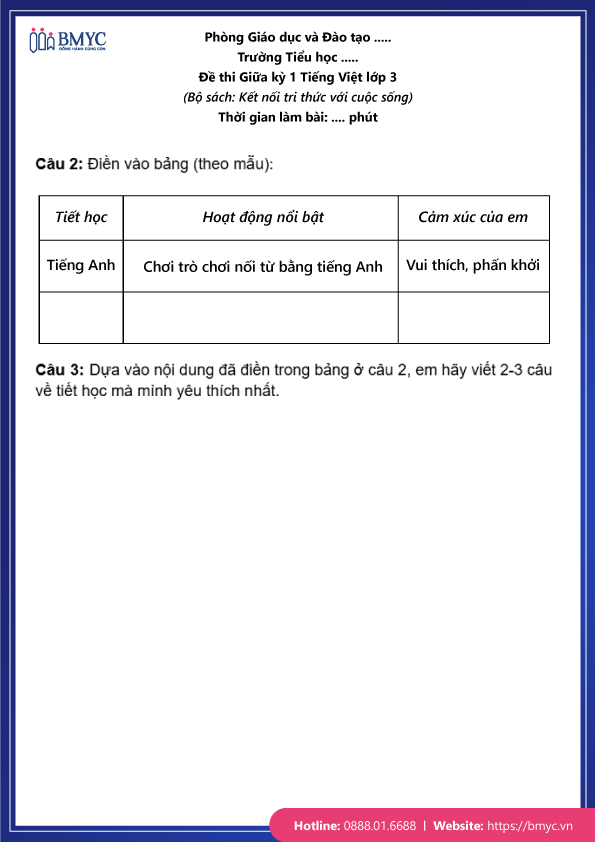 Đề thi tiếng Việt lớp 3 giữa kỳ 1 đề 1 trang 3