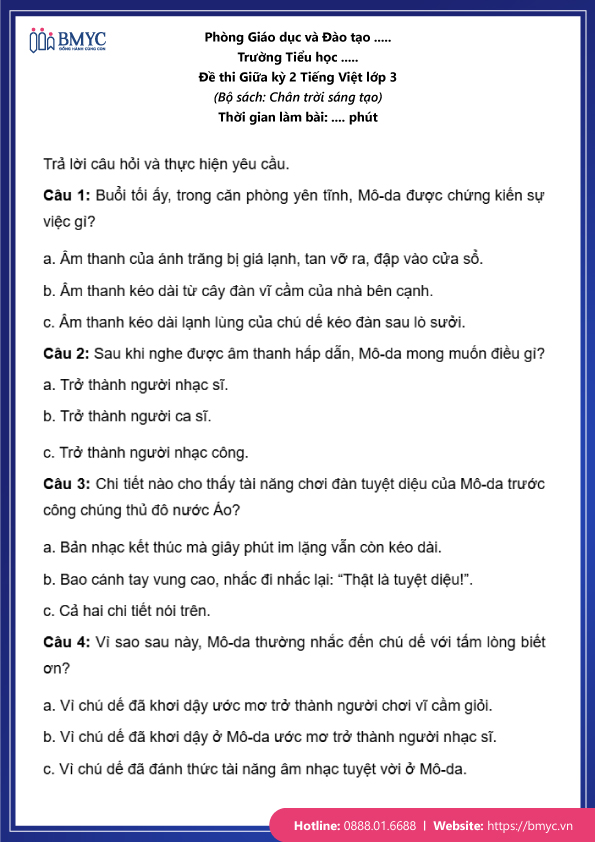 Đề thi tiếng Việt lớp 3 giữa kỳ 2 đề 3 trang 2