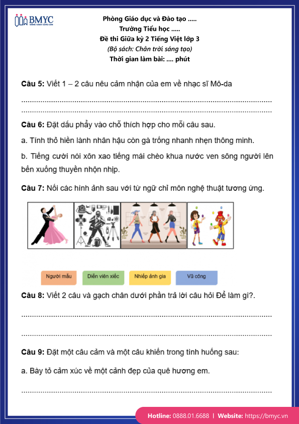 Đề thi tiếng Việt lớp 3 giữa kỳ 2 đề 3 trang 3