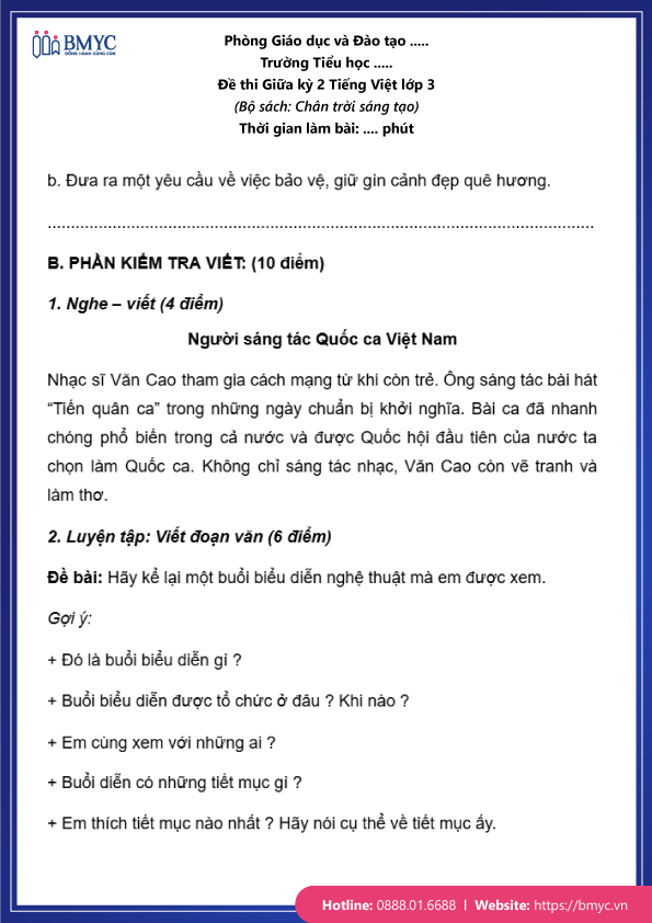 Đề thi tiếng Việt lớp 3 giữa kỳ 2 đề 3 trang 4