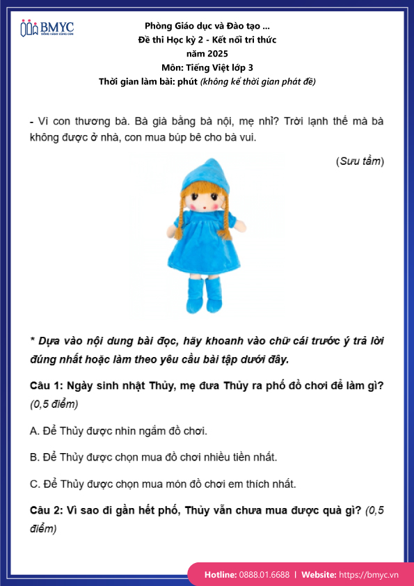 Đề thi tiếng Việt lớp 3 học kỳ 2 đề 1 trang 2