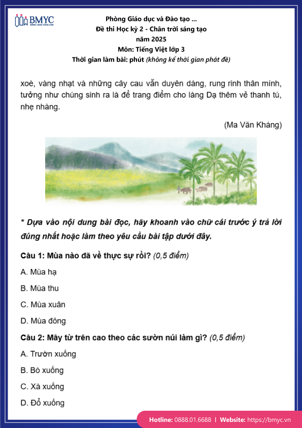 Đề thi tiếng Việt lớp 3 học kỳ 2 đề 3 trang 2