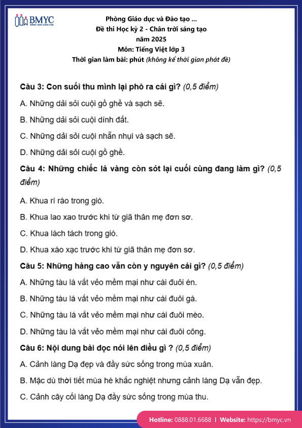 Đề thi tiếng Việt lớp 3 học kỳ 2 đề 3 trang 3