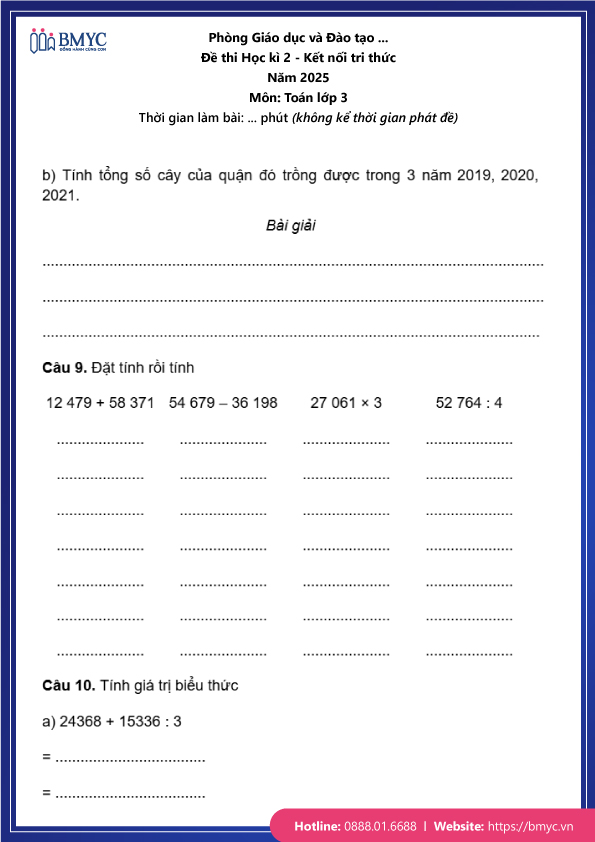 Đề thi Toán lớp 3 học kỳ 2 kết nỗi tri thức trang 4