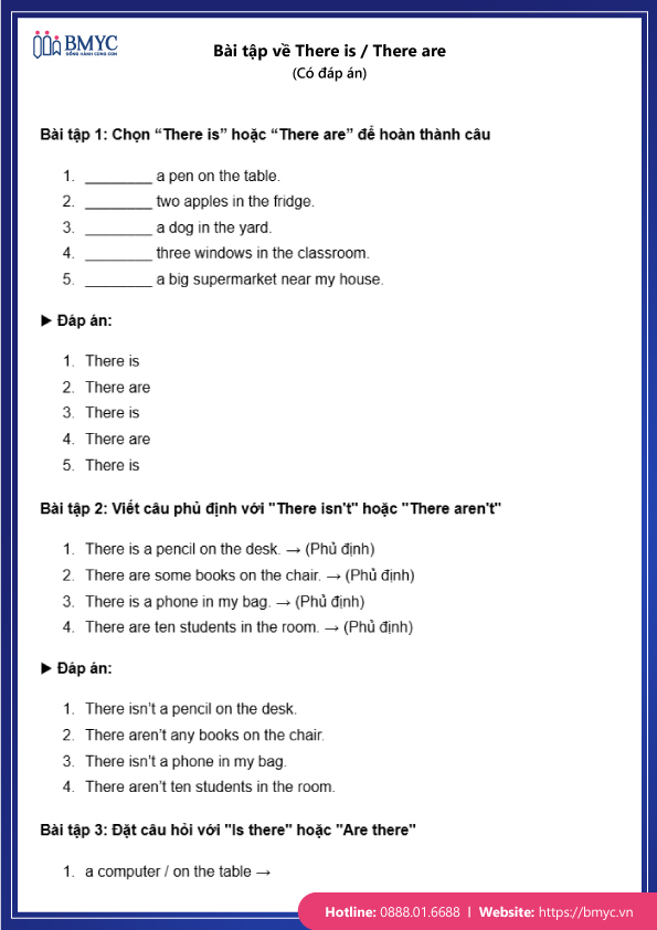 Bai-tap-there-is-there-are....3 Bài tập về There is / There are (Có đáp án) trang 1