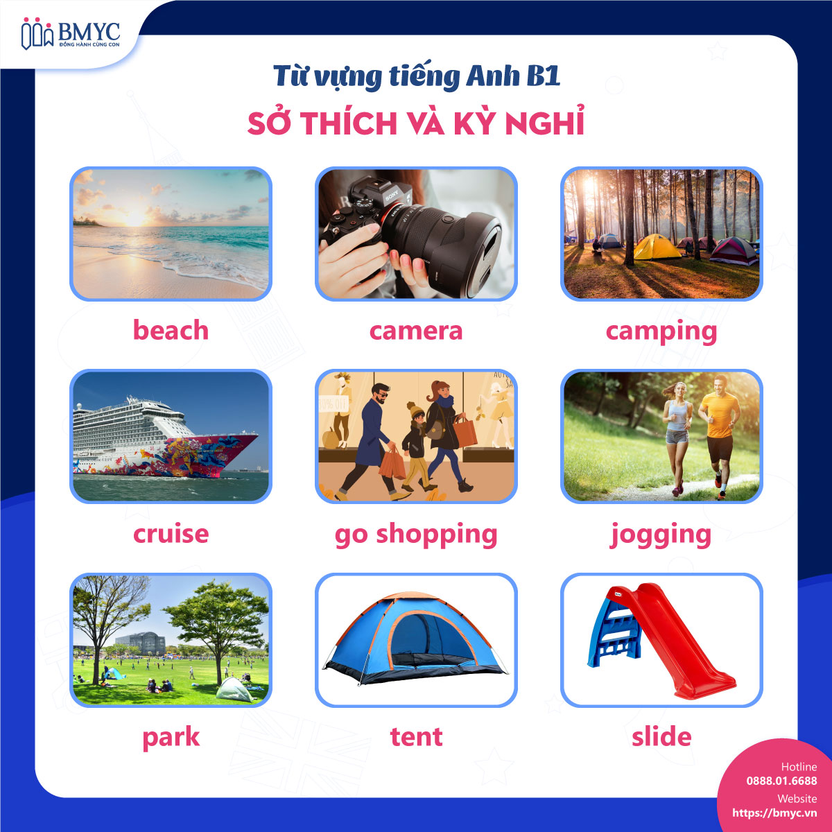 Từ vựng tiếng Anh B1: Chủ đề sở thích và kỳ nghỉ