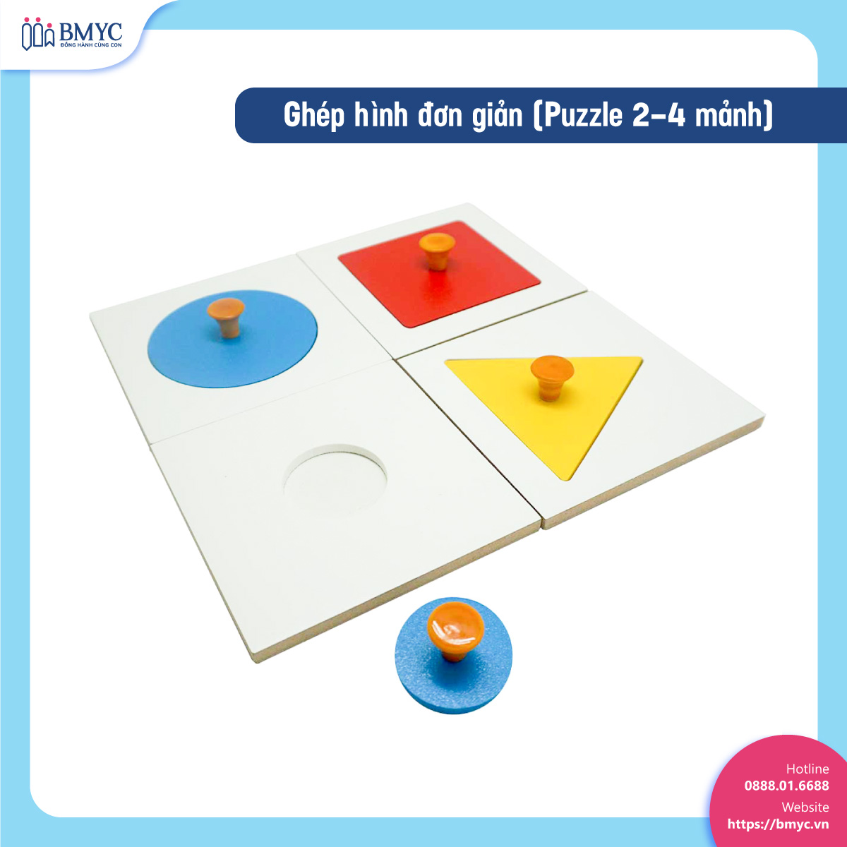 Ghép hình đơn giản (Puzzle 2–4 mảnh) – Rèn luyện tư duy hình khối, sự kiên nhẫn.