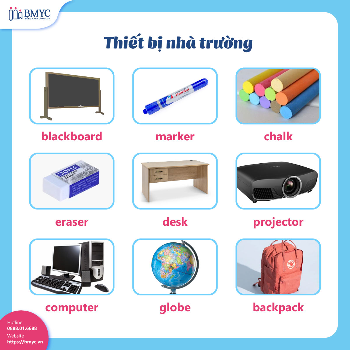 Từ vựng tiếng Anh chủ đề trường học: Thiết bị nhà trường
