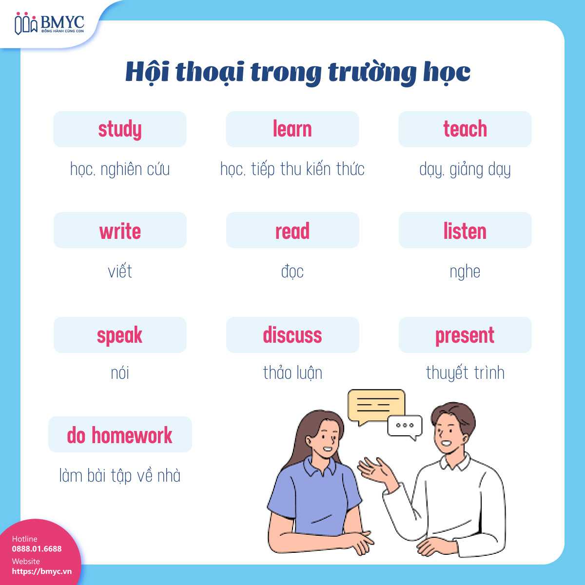 Từ vựng tiếng Anh chủ đề trường học: Hội thoại trong trường học