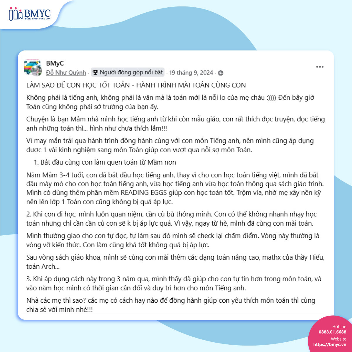 Chị Đỗ Như Quỳnh chia sẻ 