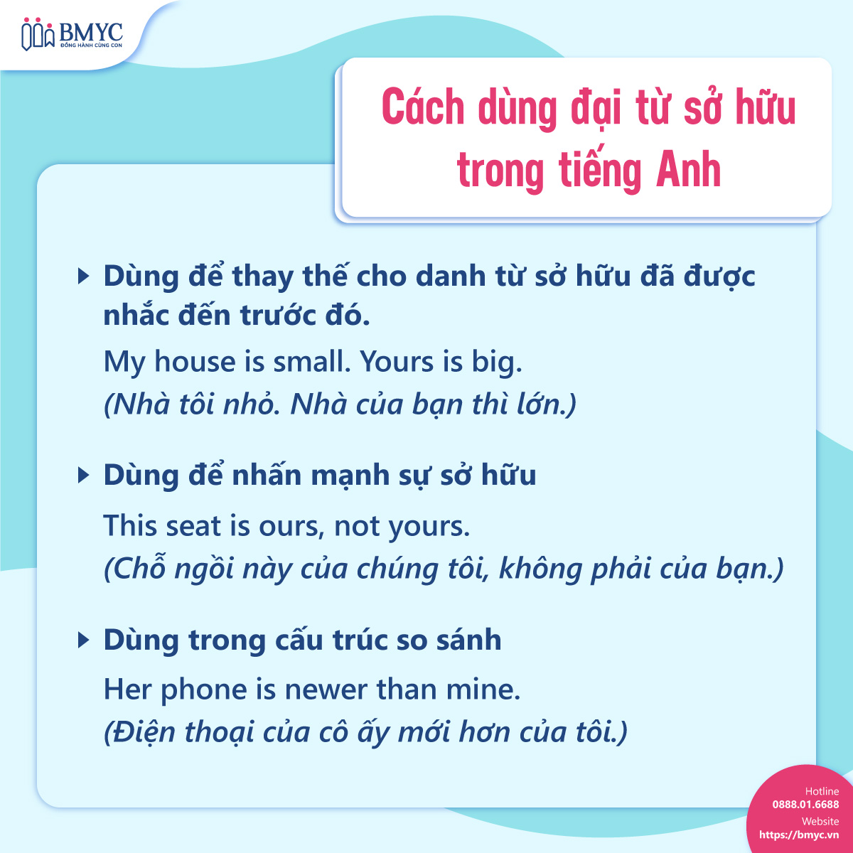 Cách dùng đại từ sở hữu trong tiếng Anh