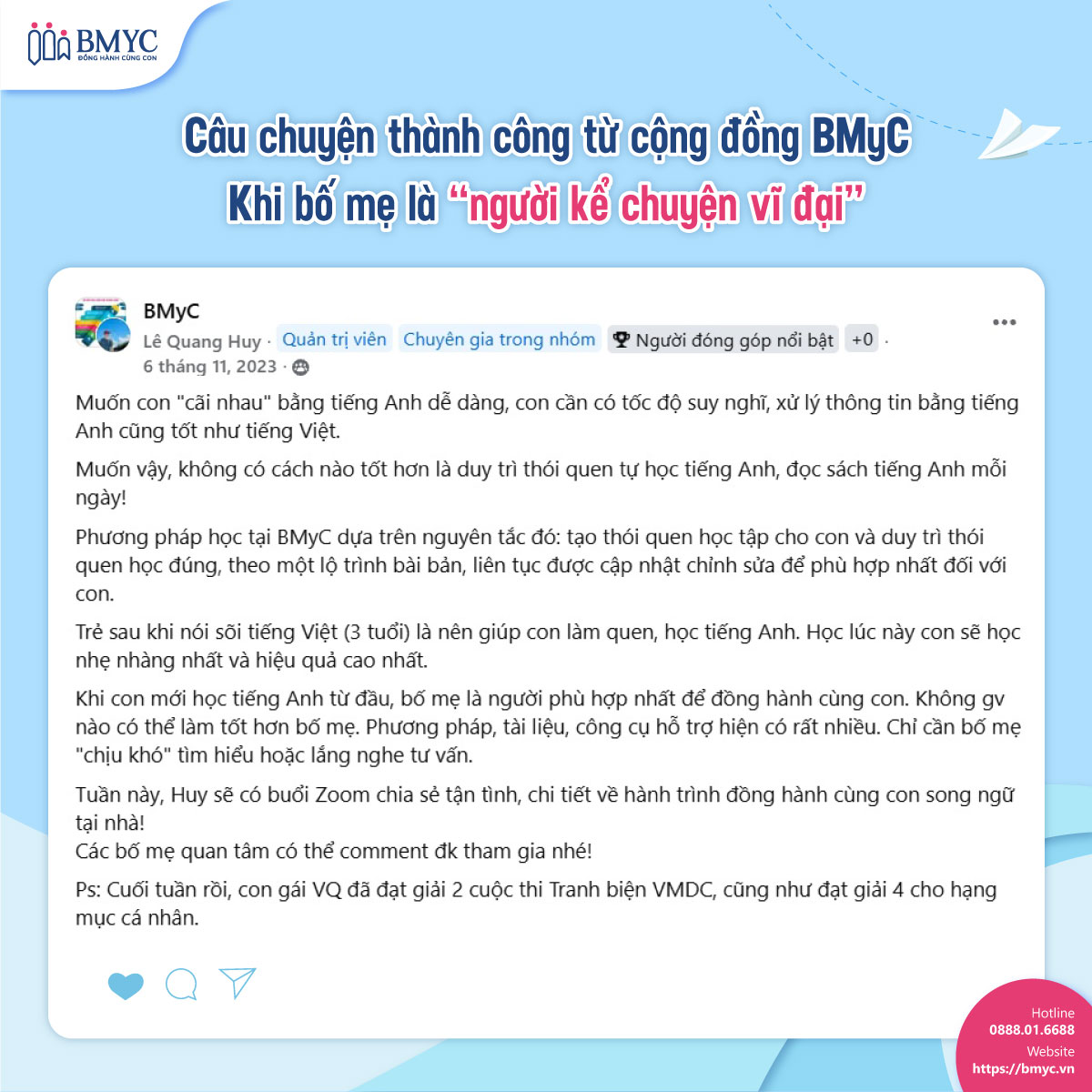 Phuong-phap-dong-hanh-doc-sach-cung-con....3 Anh Huy – Nhà sáng lập BMyC – chia sẻ