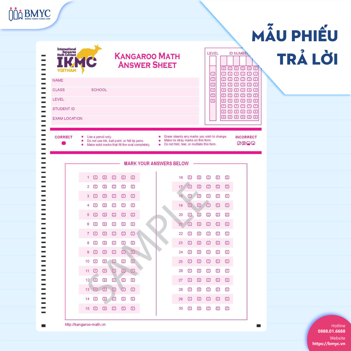 MẪU PHIẾU TRẢ LỜI