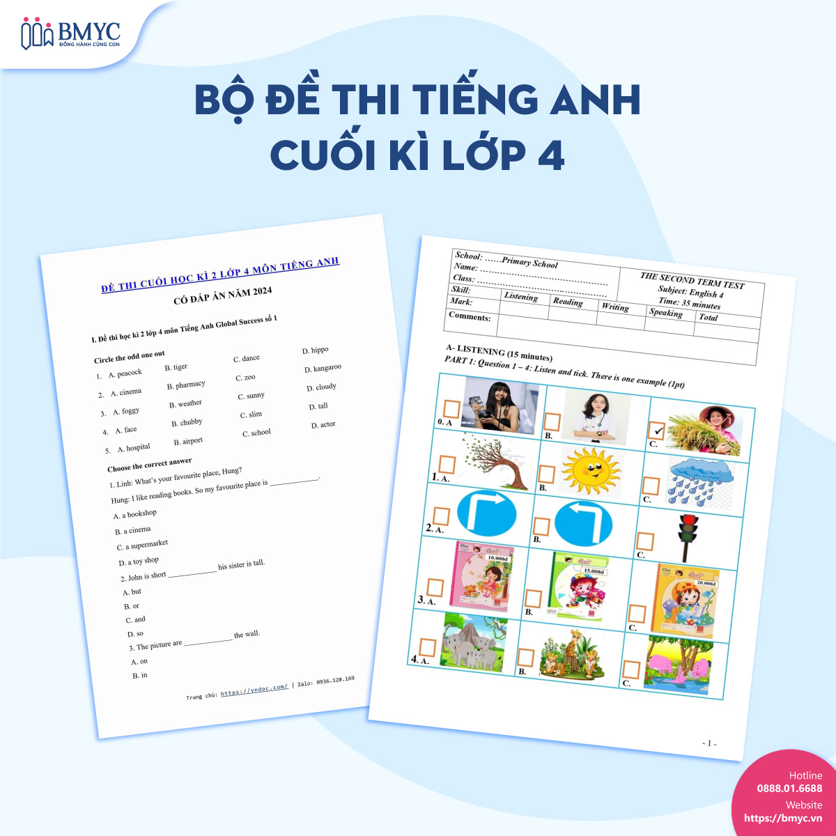 Bộ đề thi tiếng Anh cuối kì lớp 4 