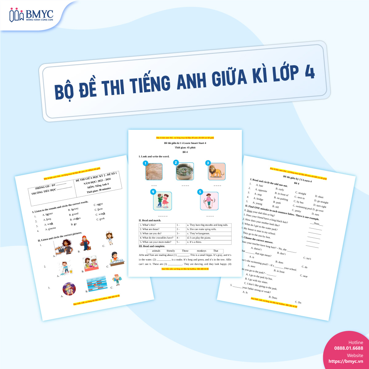 Bộ đề thi tiếng Anh giữa kì lớp 4