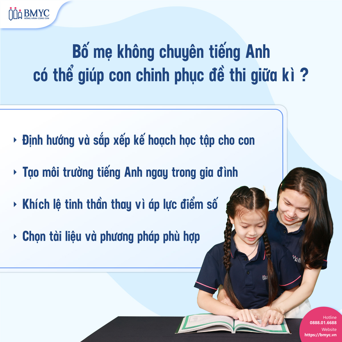 Bố mẹ không chuyên tiếng Anh có thể giúp con chinh phục đề thi giữa kì?