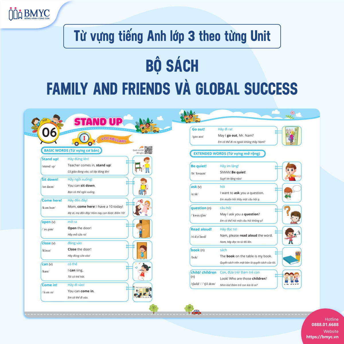 Từ vựng tiếng Anh lớp 3 theo từng Unit – Bộ sách Family and Friends và Global Success