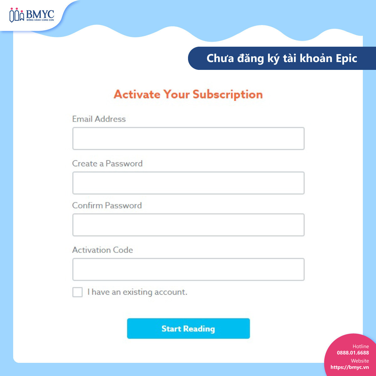 Phụ huynh chưa đăng ký tài khoản Epic