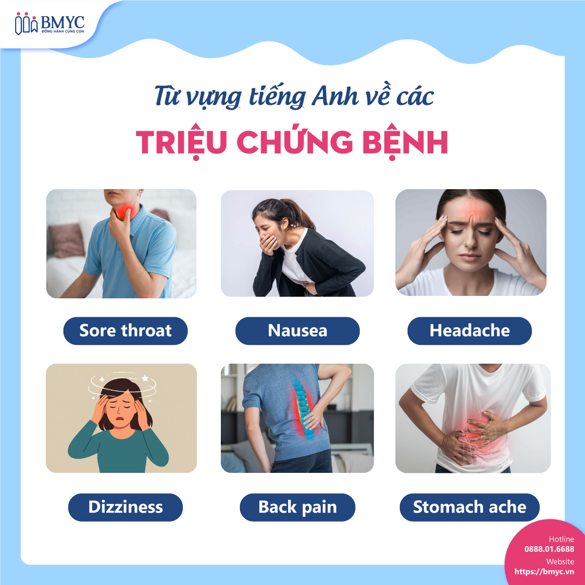 Từ vựng tiếng Anh về triệu chứng bệnh