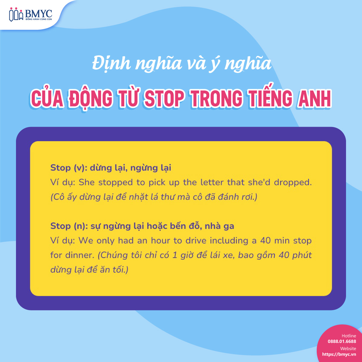 Định nghĩa và ý nghĩa của động từ Stop trong tiếng Anh