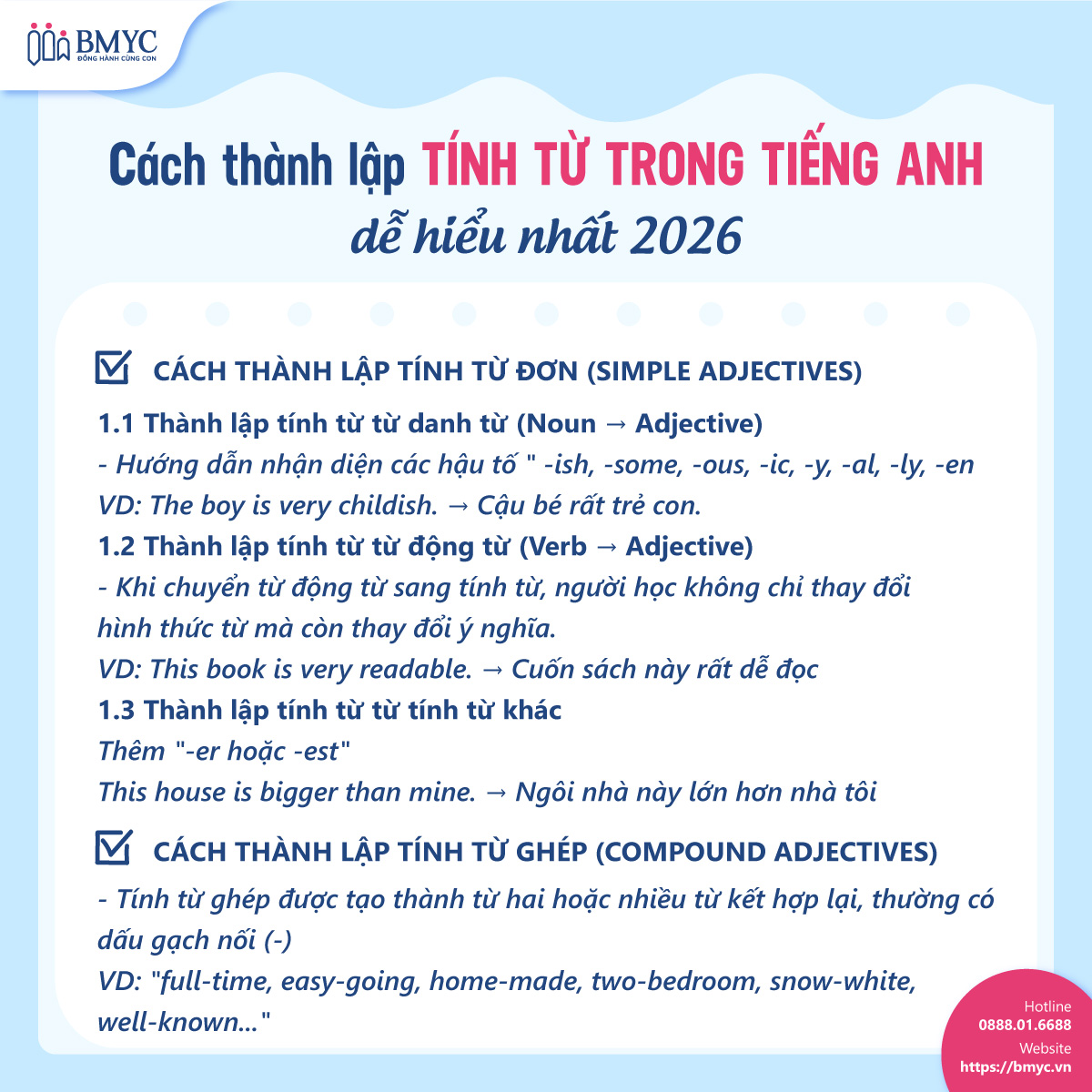 Cách thành lập tính từ trong tiếng Anh dễ hiểu nhất 2026 Cách thành lập tính từ trong tiếng Anh dễ hiểu nhất 2026