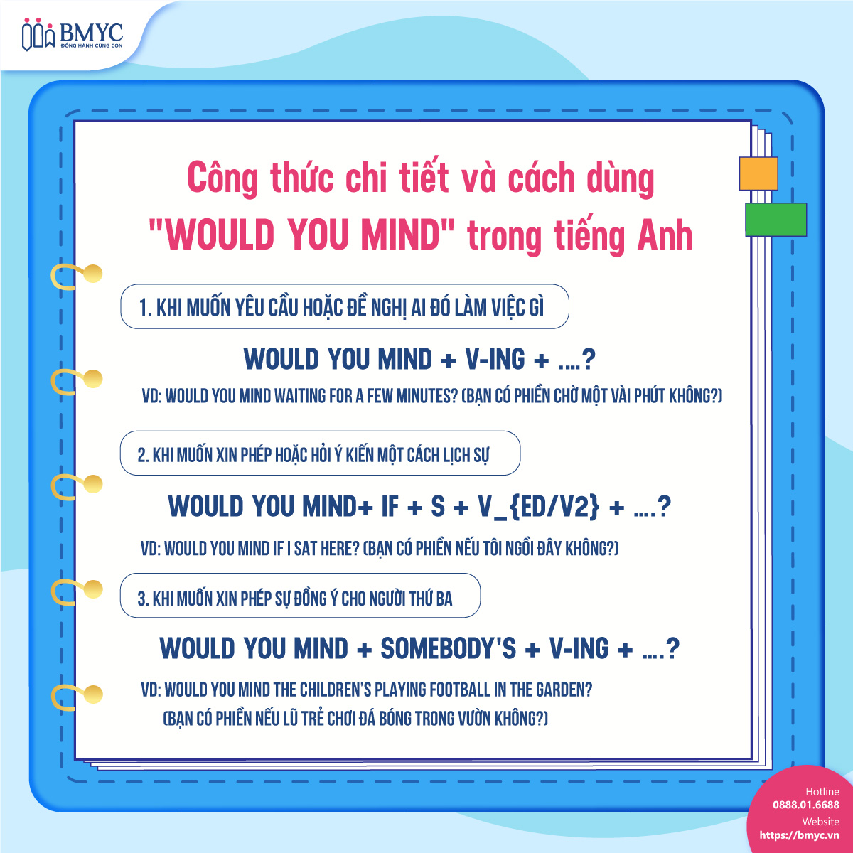 Công thức chi tiết và cách dùng "Would you mind" trong tiếng Anh Công thức chi tiết và cách dùng "Would you mind" trong tiếng Anh