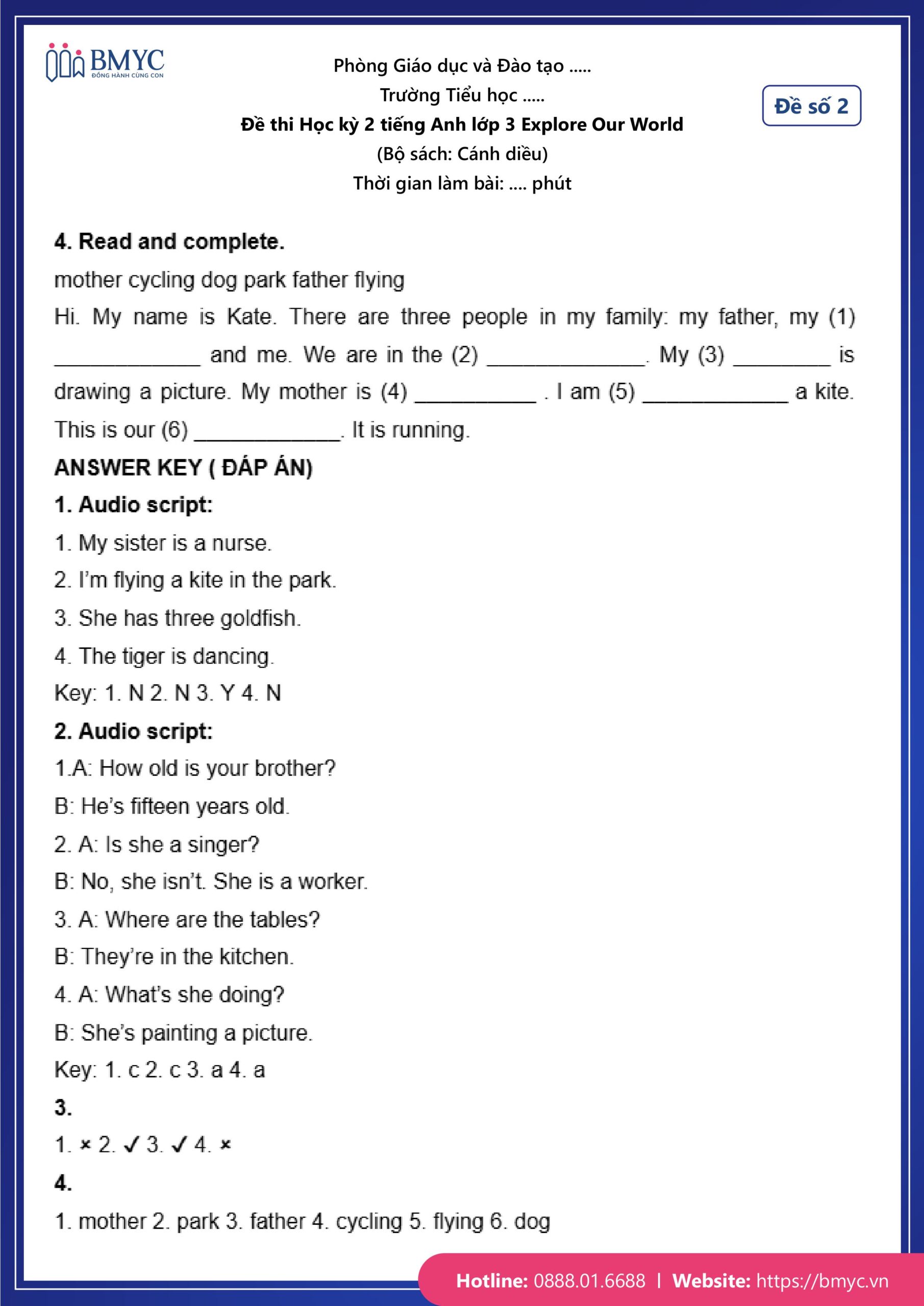 Đáp án đề số 2