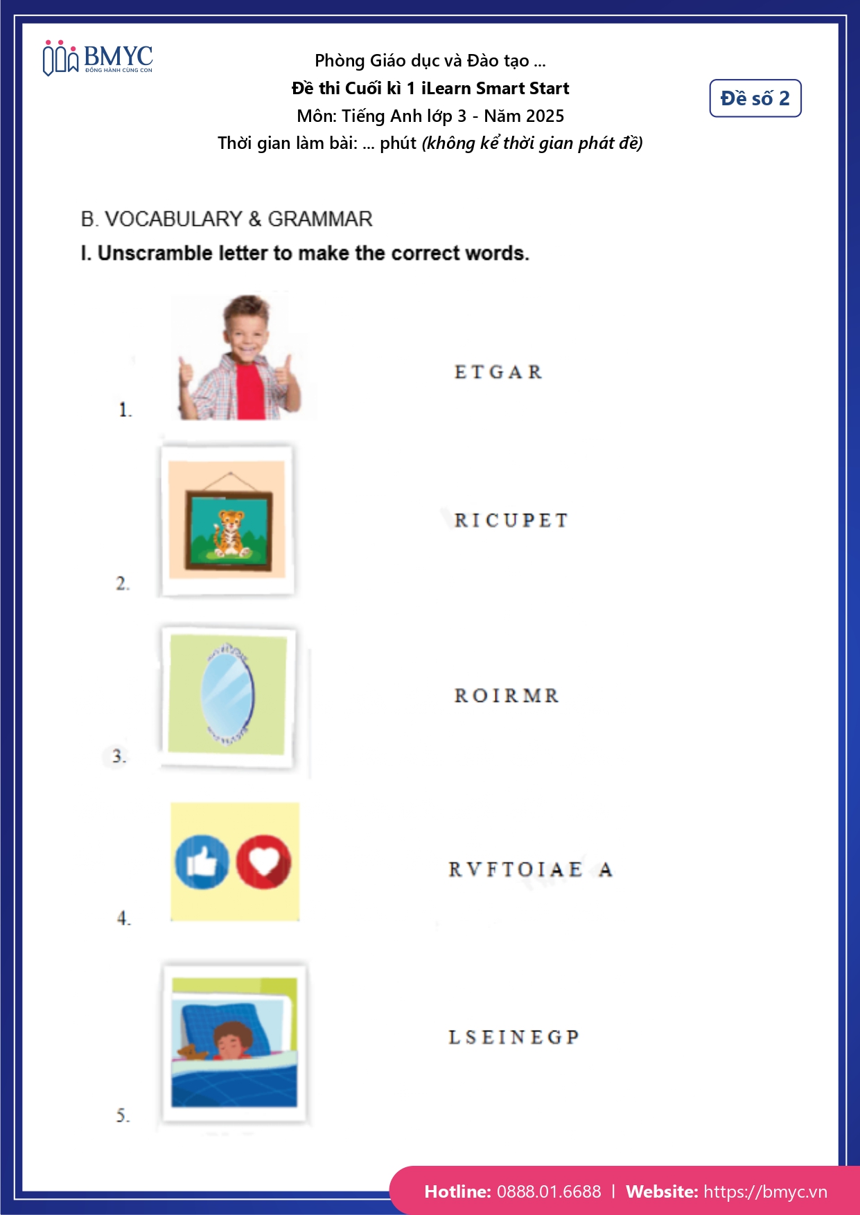 De thi TA lop 3 iLearn smart start HK 1 page 0008