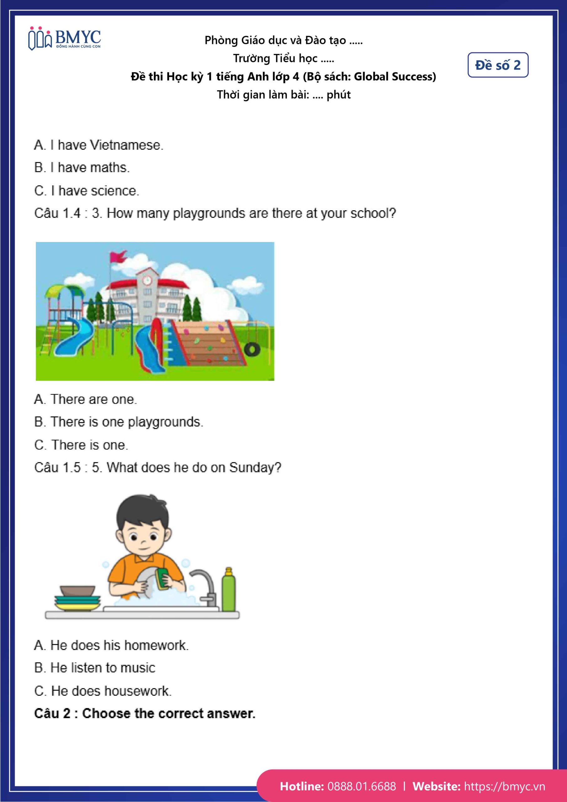 De thi TA lop 4-19 Đề số 2