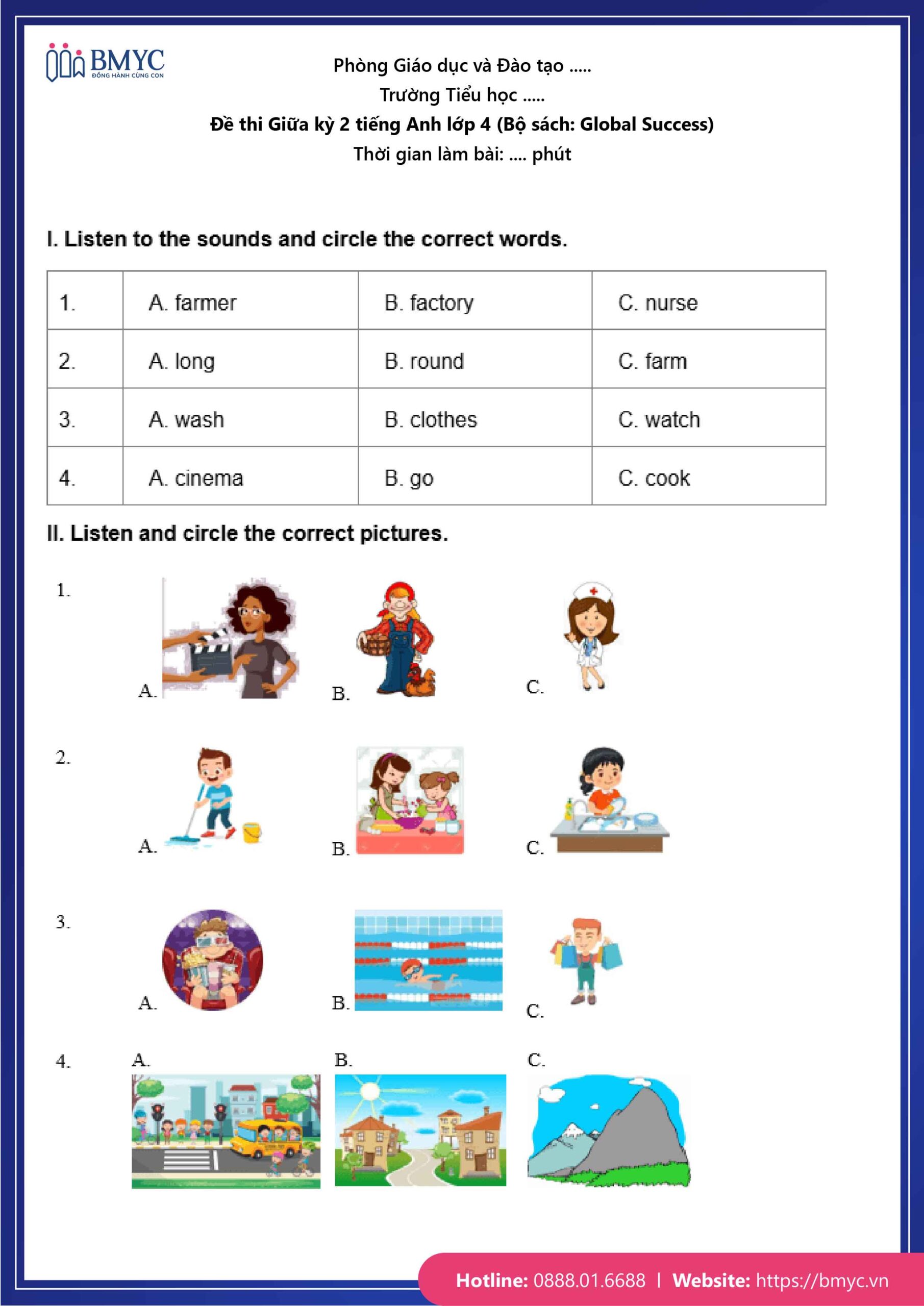 De thi TA lop 4-25 Đề số 1