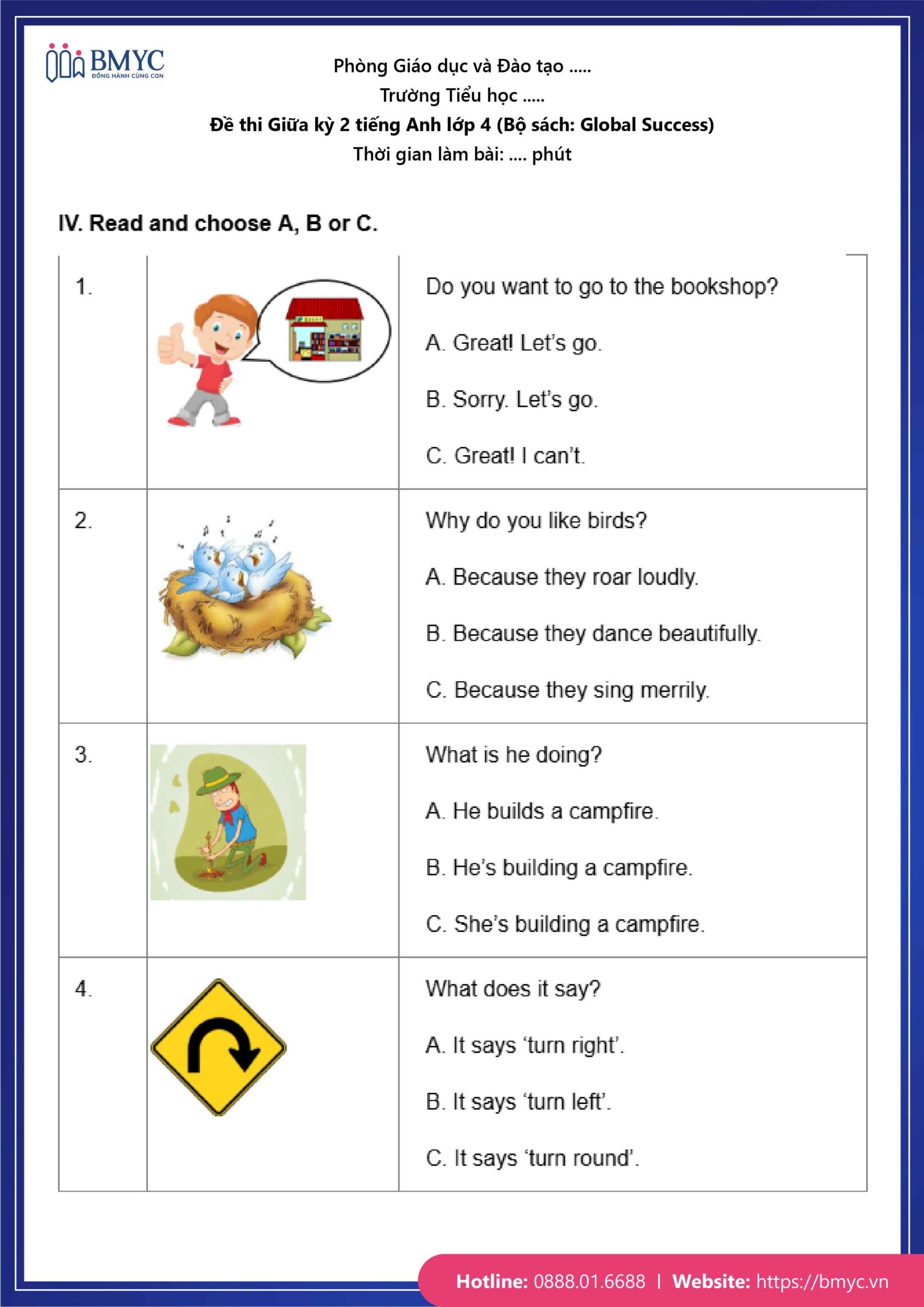 De thi TA lop 4-30 Đề số 1