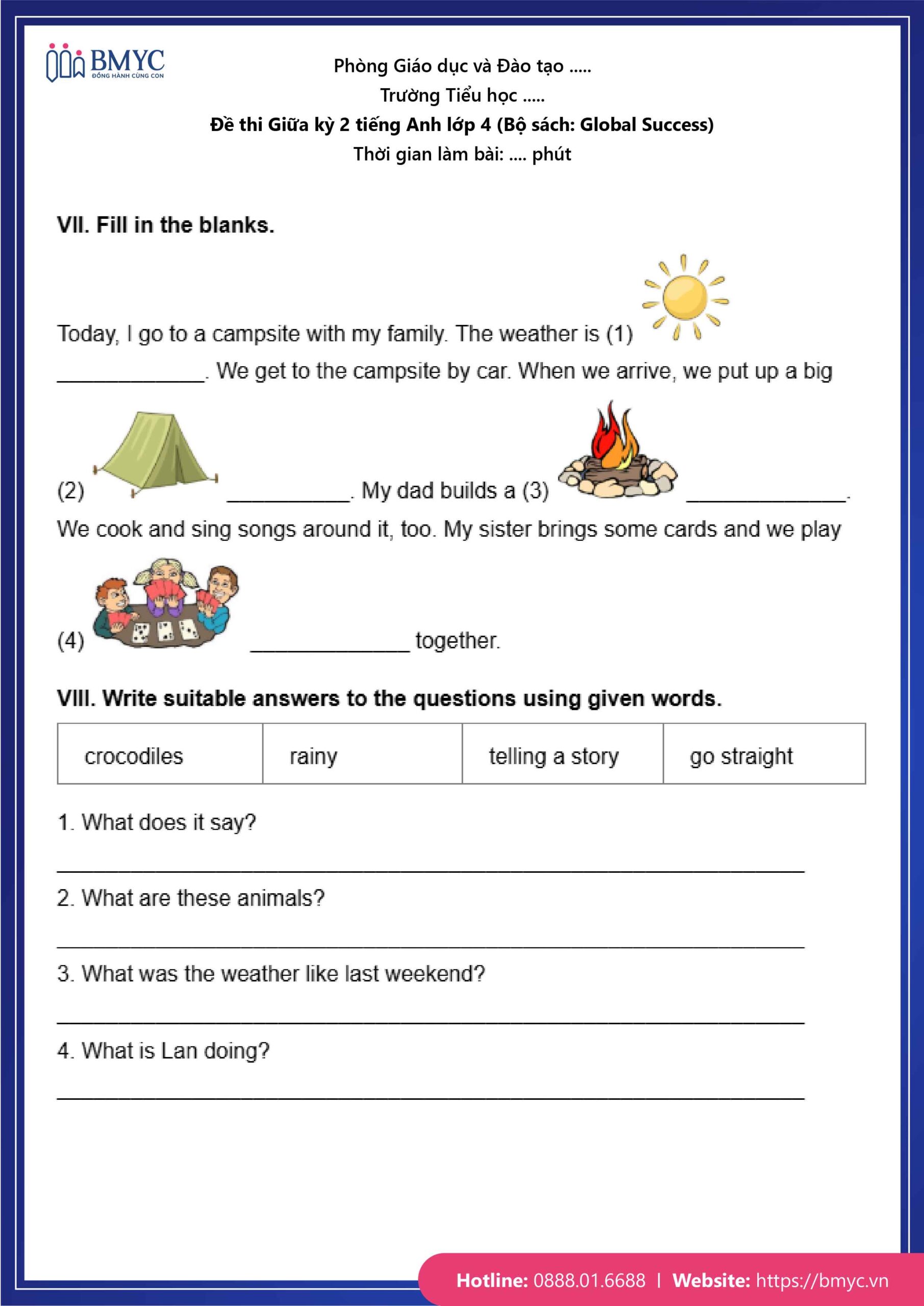 De thi TA lop 4-32 Đề số 1