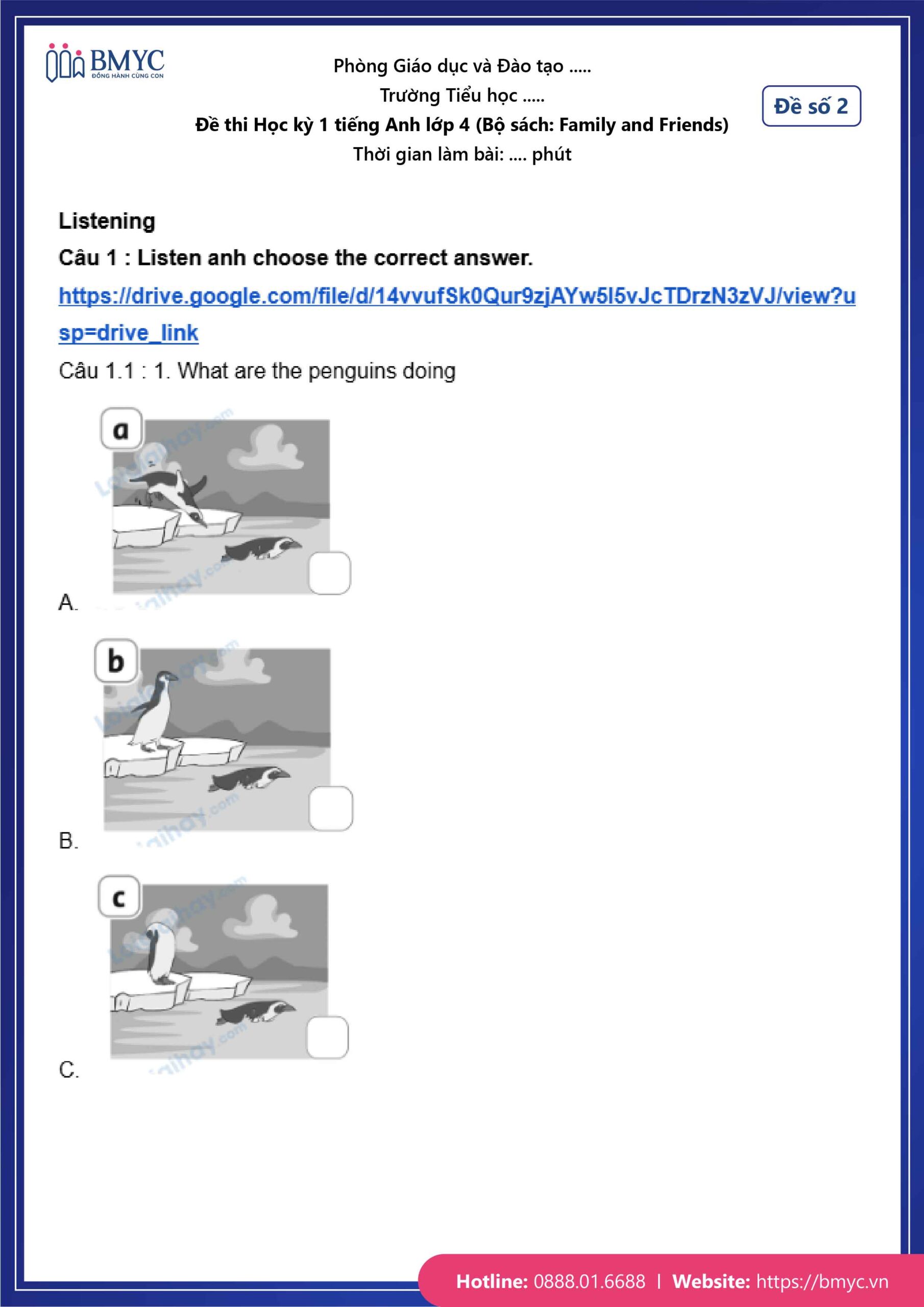 De thi TA lop 4-50 Đề số 2