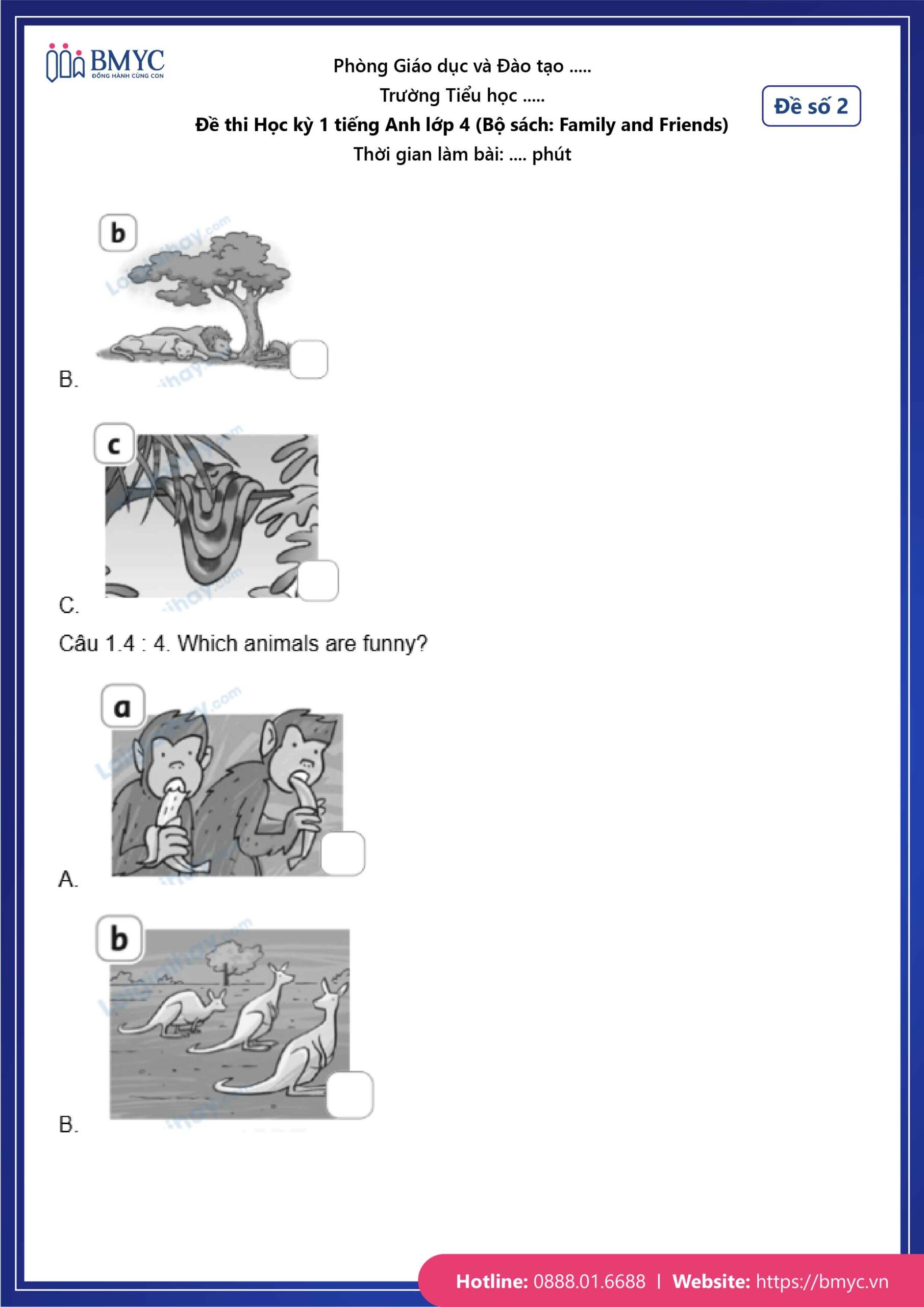De thi TA lop 4-52 Đề số 2