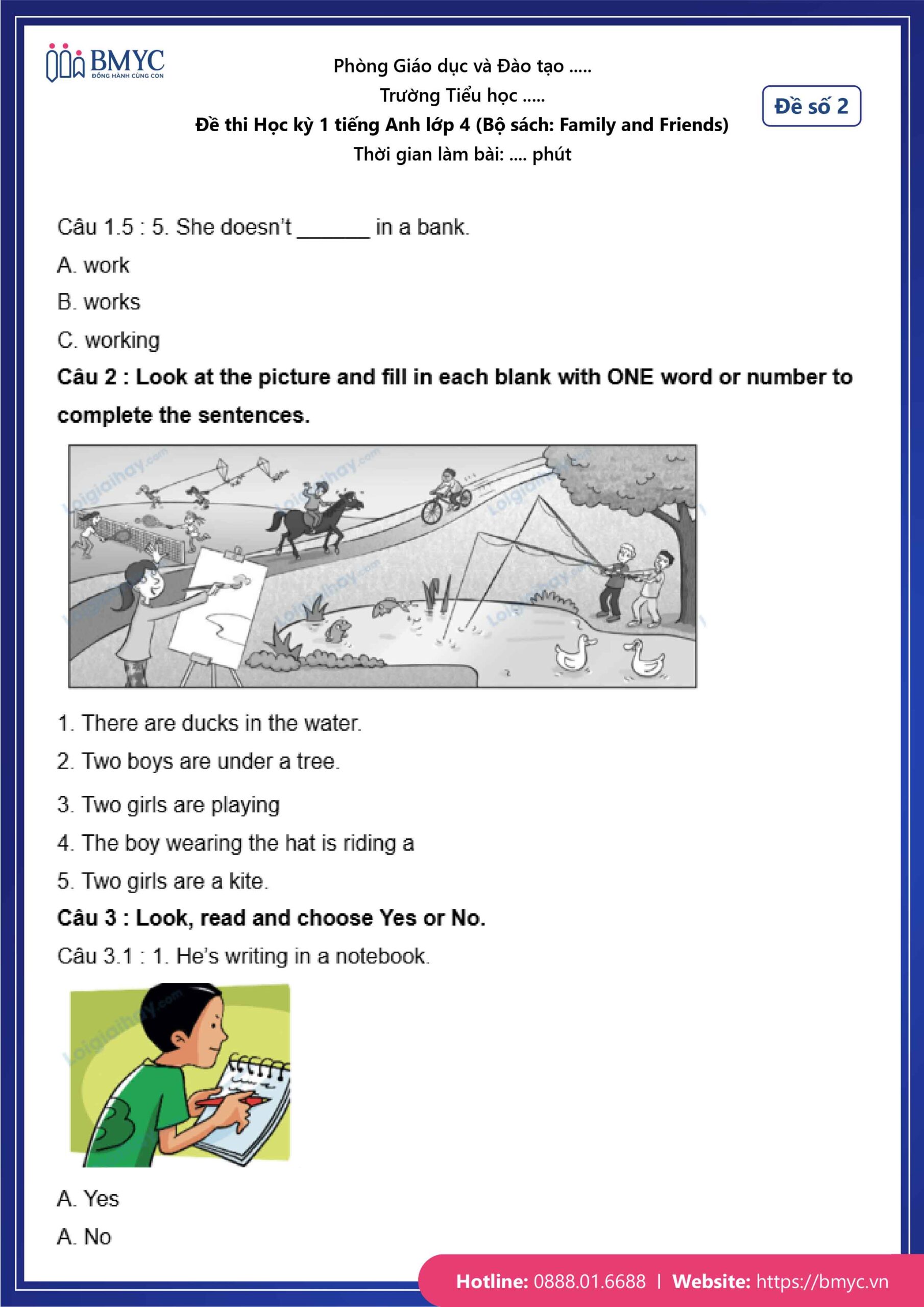 De thi TA lop 4-55 Đề số 2